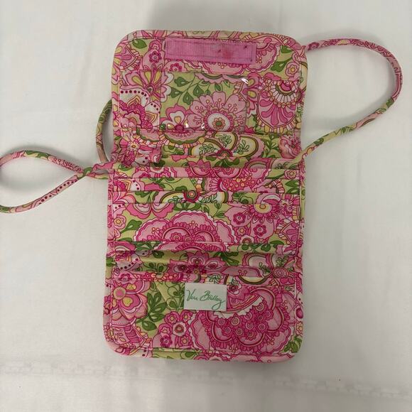 Vera Bradley Pink Petals Quilted Fabric Crossbody Wallet Purse with ID Window - Picture 7 of 13